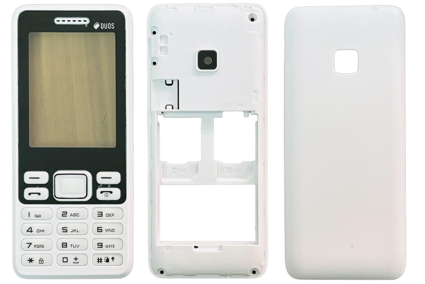 BACKER THE BRAND Compatible with Samsung Metro B350E (B350) Replacement Full Body, Front and Back Middle Body Housing Panel with Keypad White-image-25