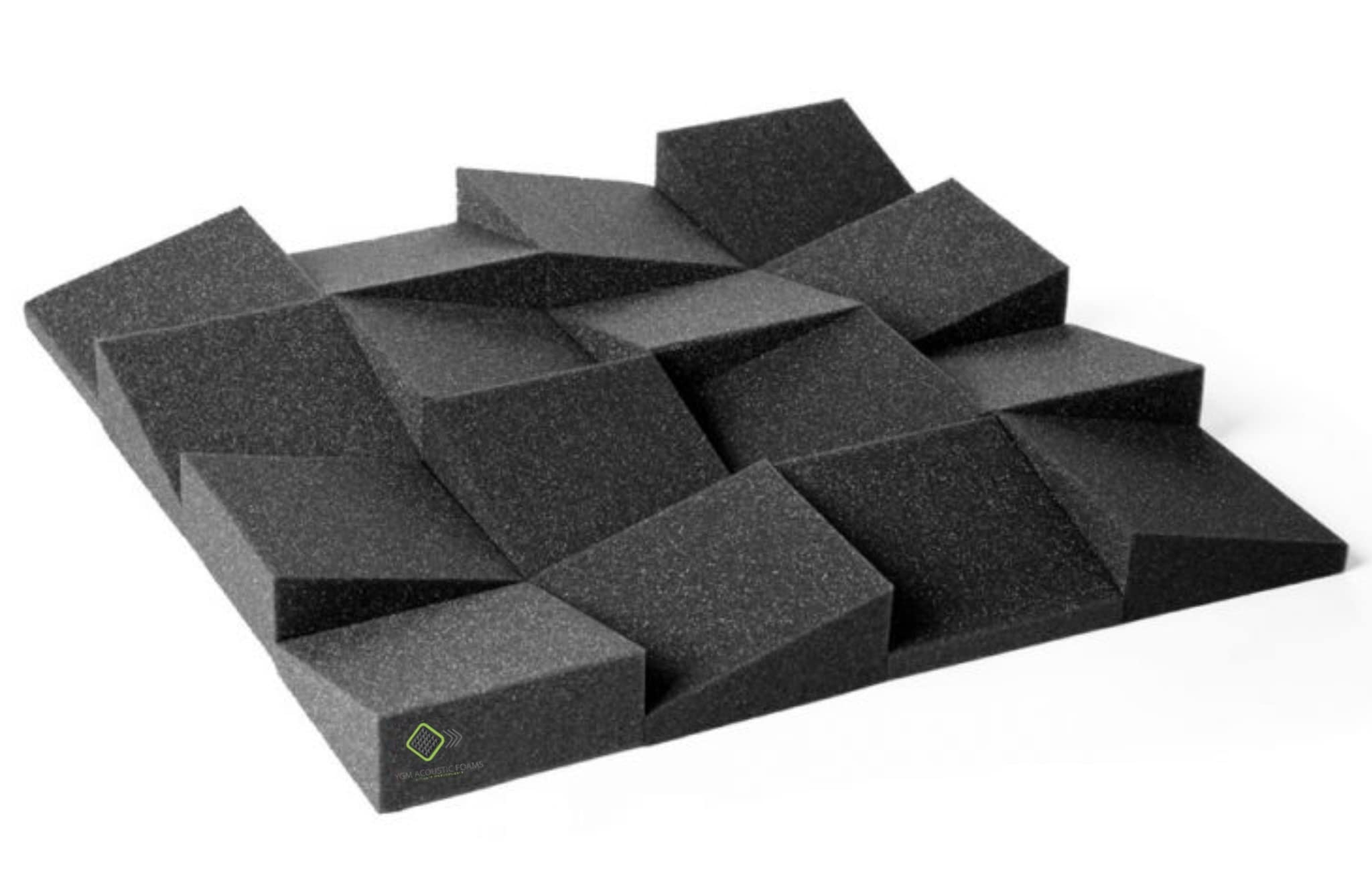 Z-Block Diffuser Studio Absorption Foam Wall Panel - PACK of 24 Tiles, 6'' X 6'' X 2'' Broadband Sound Absorber - Periodic Groove Structure (CHARCOAL BLACK)