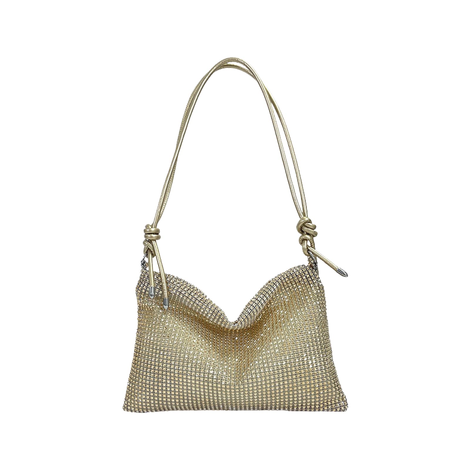 VIDSTW Pedrería Clutch Fiesta, Bolso Fiesta Mujer Elegante y Refinado, Bolso de Mano de Mujer Correa de Hombro Ajustable, Clásico y Versátil Bolso Plateado para Bailes, Fiestas, Bodas