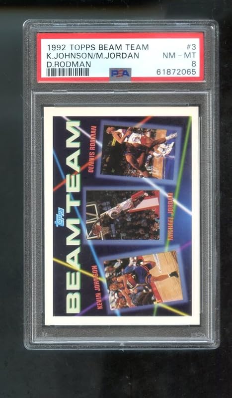 1992-93 Topps Beam Team #3 Michael Jordan Kevin Johnson Dennis Rodman PSA 8 Tarjeta de baloncesto graduada NBA 92-93 1992-1993