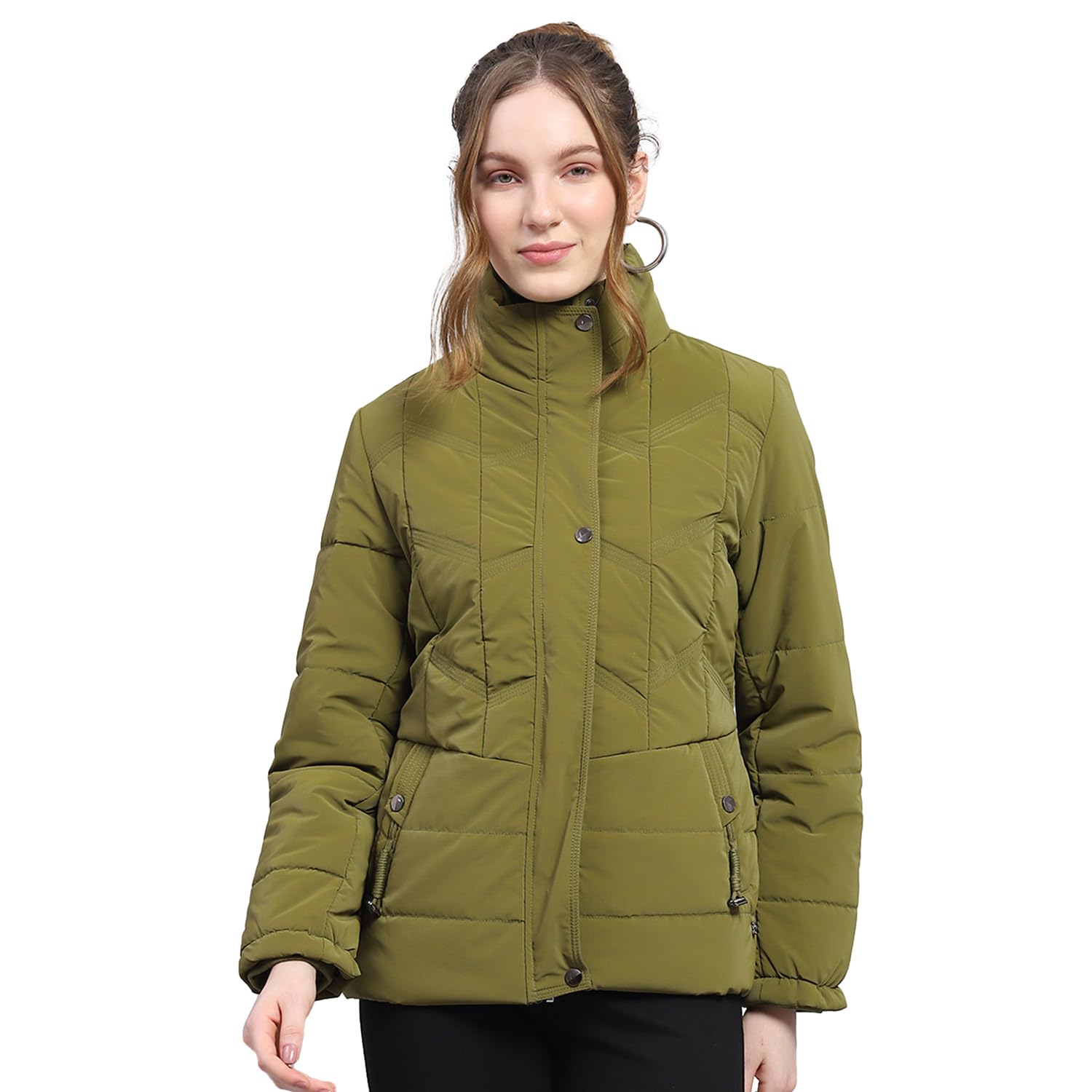 monte carlo Women's Regular Fit Jacket | Solid Pattern | Zip Closure with Full Sleeve High Neck Winter Outerwear for Women-picture-13