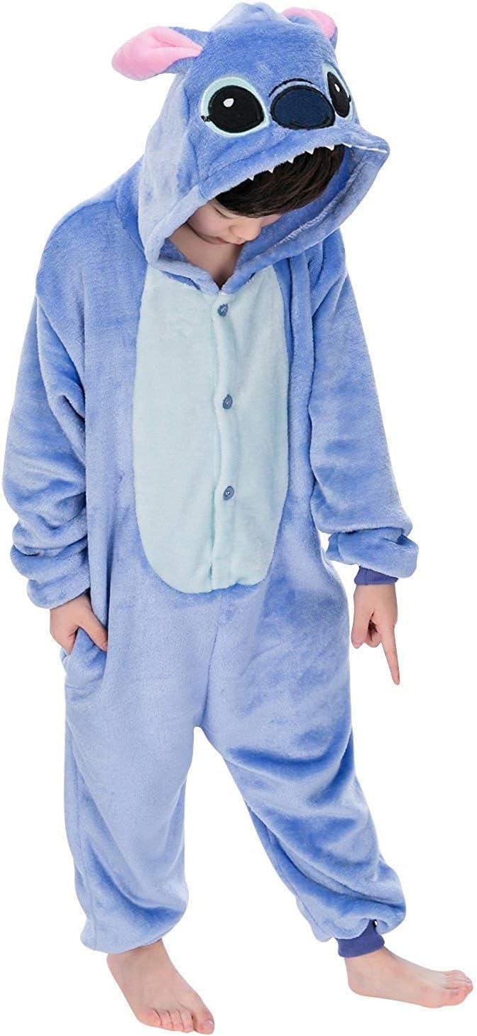 Leavelive Bambini Animale Onesies Halloween Cosplay Costume Pigiama (Kidsblue-105)-image