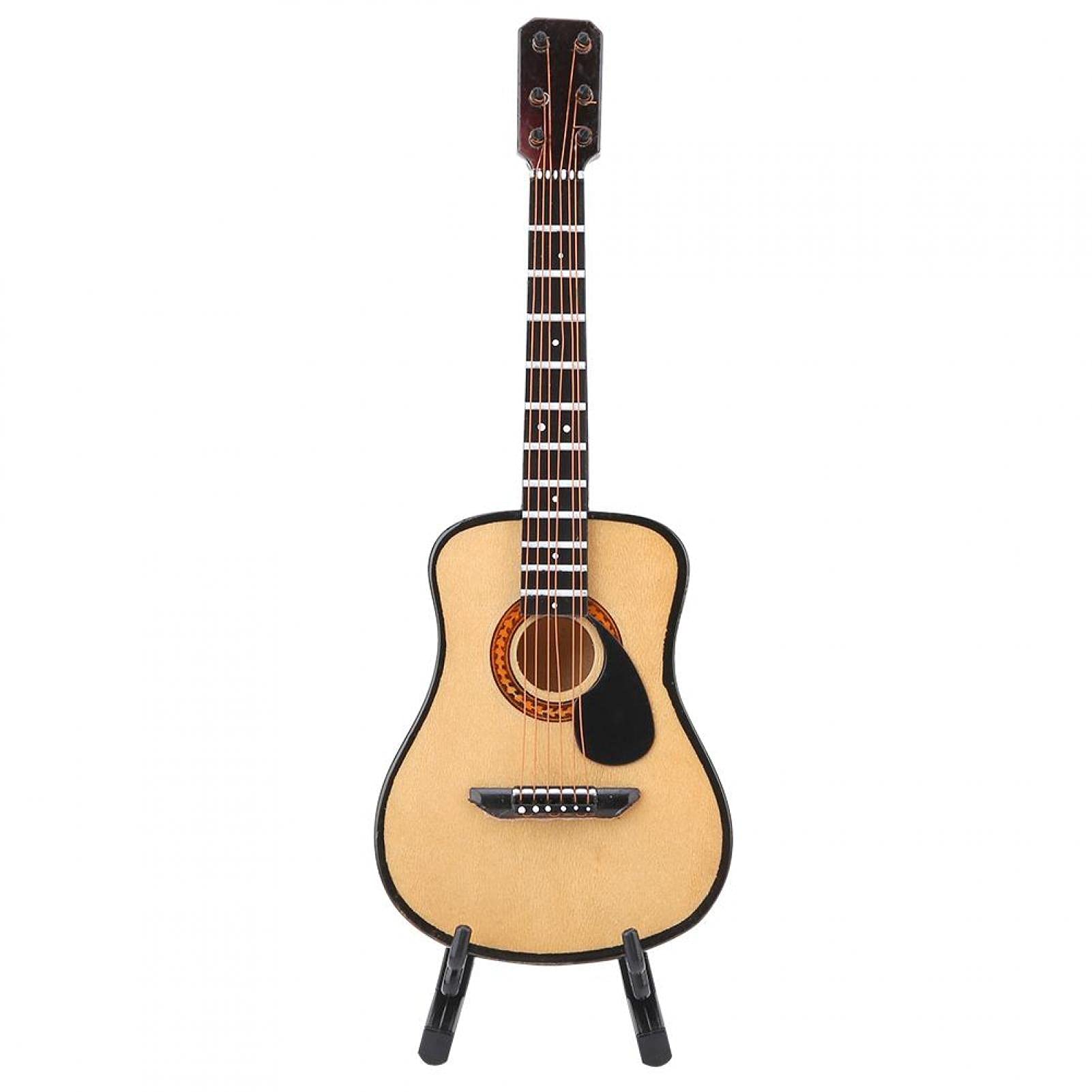 Decoración de Modelo de Guitarra, Modelo de Guitarra de Madera en Miniatura de Simulación Mini Modelo de Instrumento Musical Decoración del Hogar de Escritorio con Soporte para Niños Oficina(16cm)