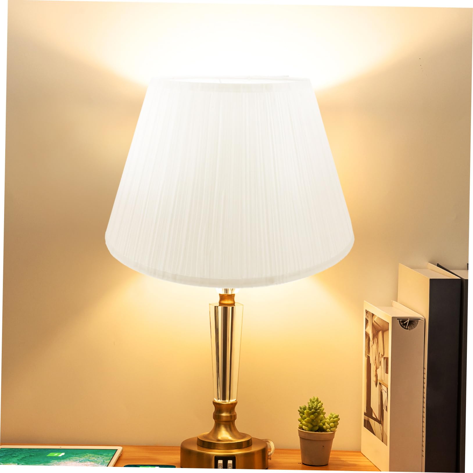 Abat-jour Demi-circulaire en Lin Blanc E27 pour Lampe