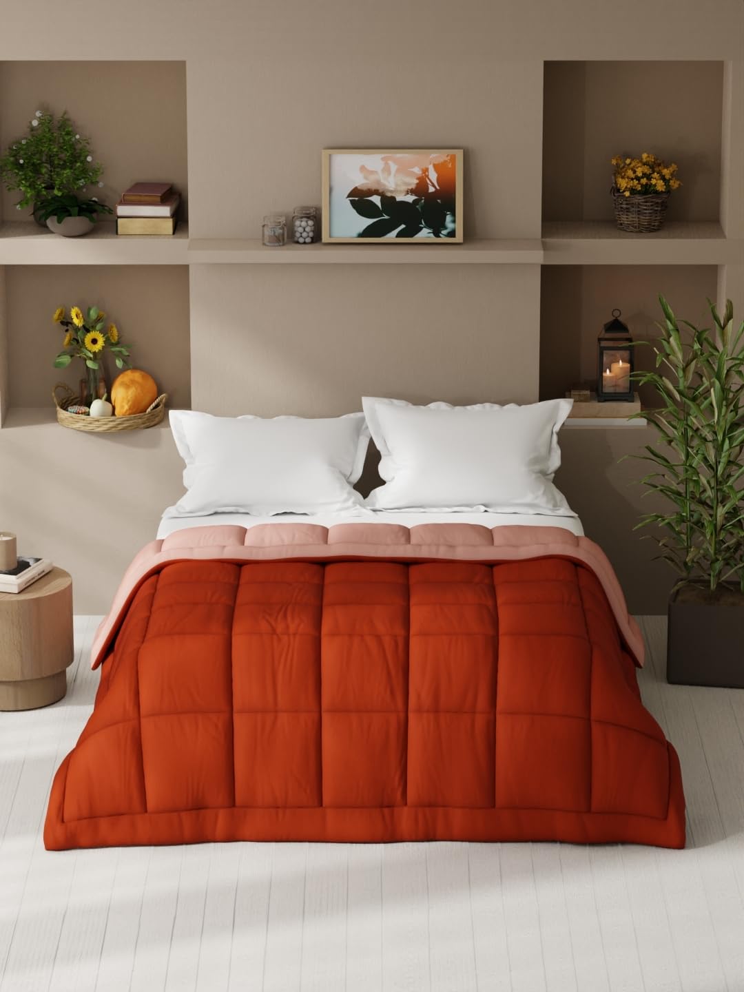 KOPA Ultra Soft Microfiber Reversible Comforter for All Weather -1pc Double (Feather lite) -Rust/Orange-image-40