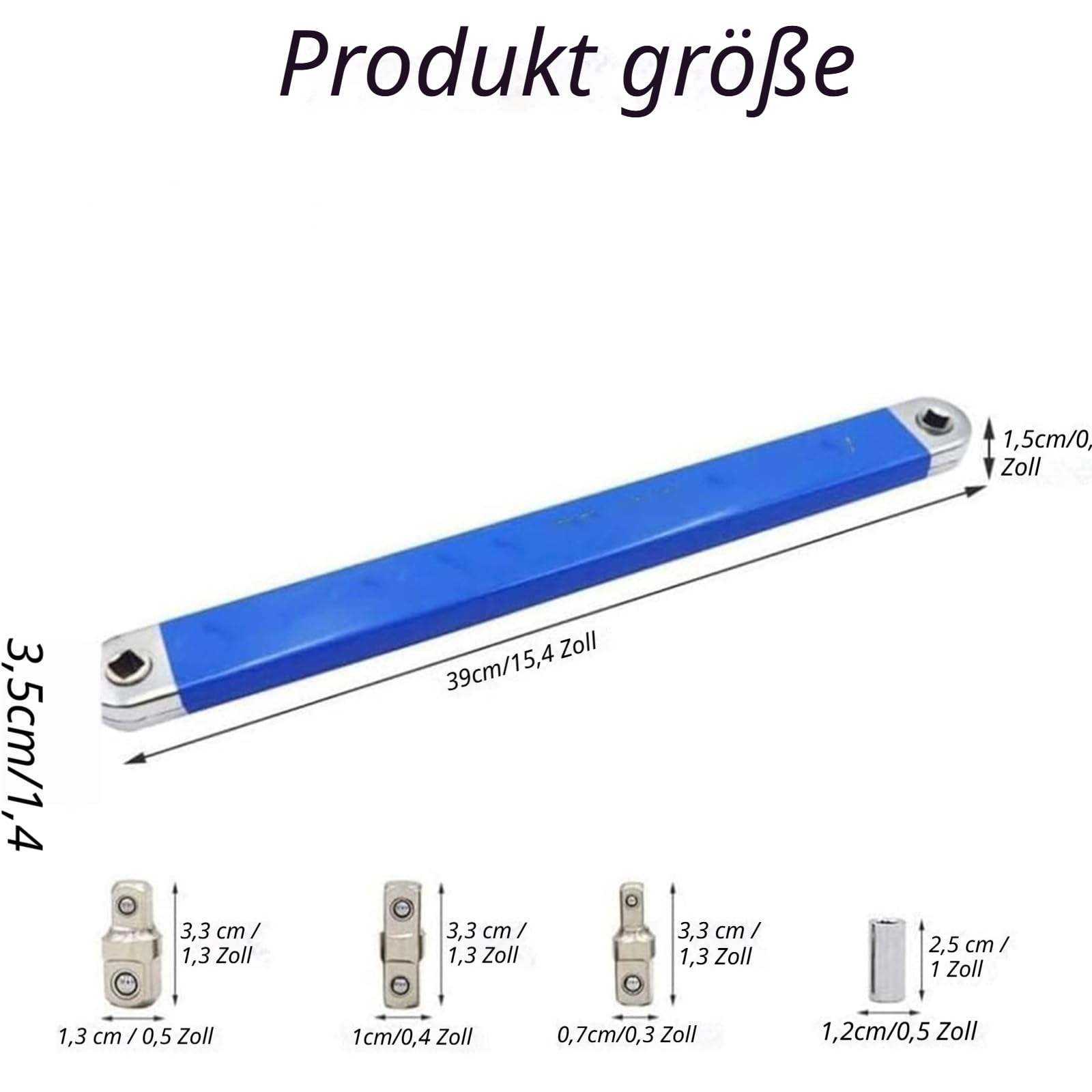 Schraubwerk Offset Schlüssel, Multifunktionaler Ratschenverlängerung, Offset Extension Wrench Mit 1/4 Zoll 3/8 Zoll 1/2 Zoll Adapter, Ideal Für Enge Räume, Kfz-Reparatur (Blau, 2pcs)