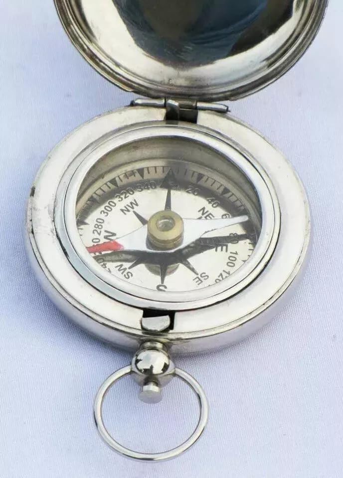 Brújula Náutica de Latón con Botón Pulsador miniatura 3