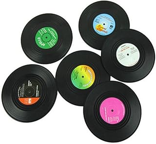 Easyeeasy Sottobicchieri per bevande Colorato Retro Divertente Disco in vinile Decor Holder Decorazioni musicali per la casa Beer Disk Sottobicchiere per articoli da bar Set di 6
