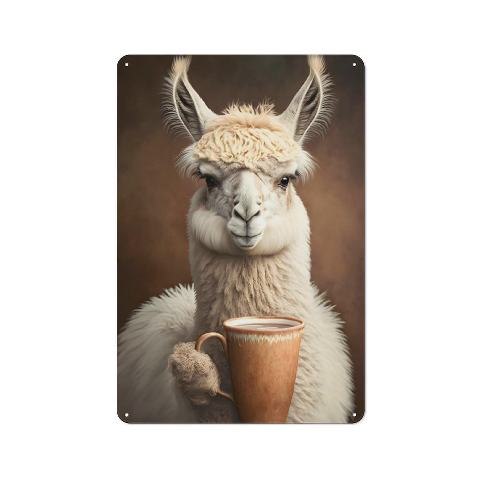 Junmoney Coffee Llama Retro Metal Wall Sign 30X20cm With For Living Room Wall, Housewarming Wall Decor For People Furnishing Living Room