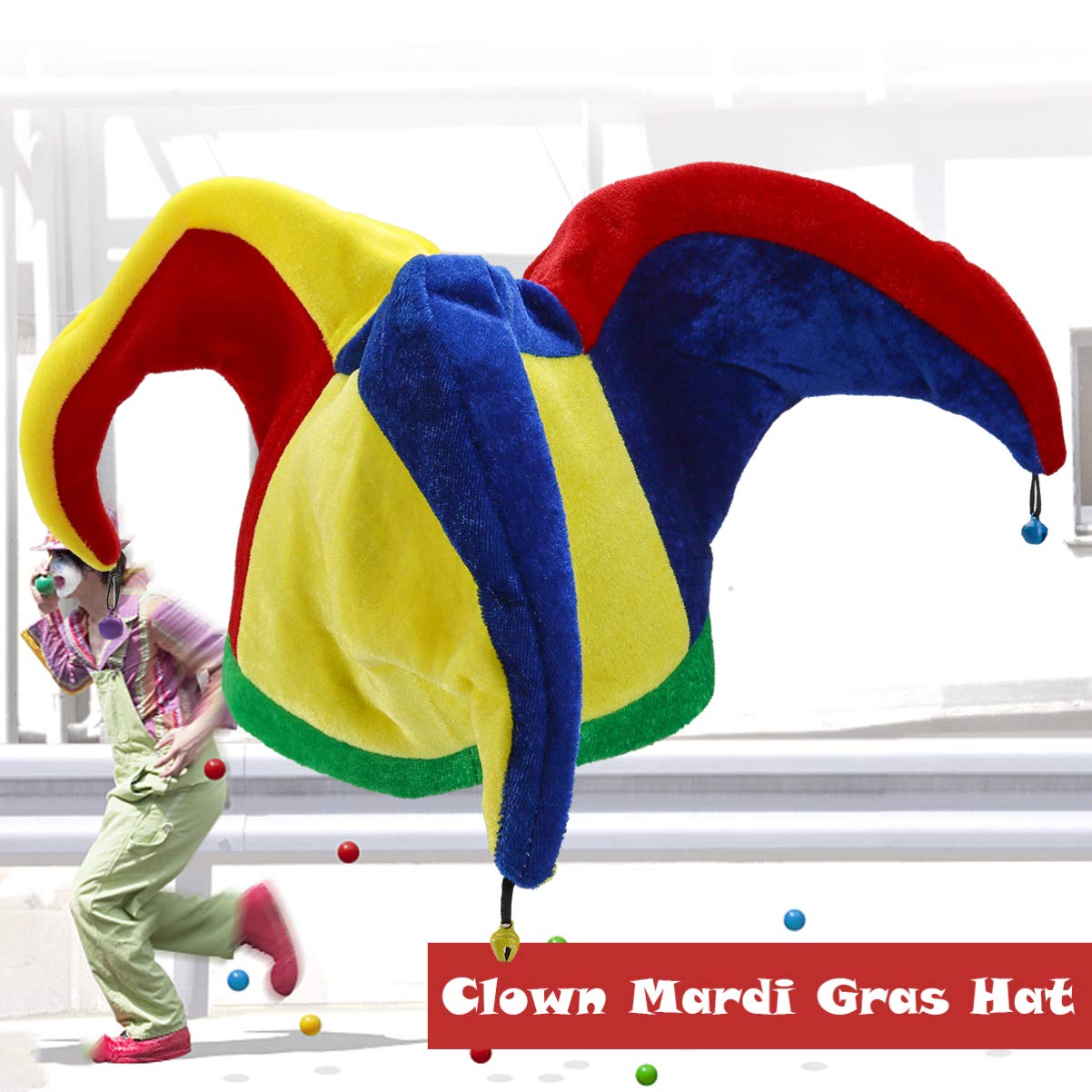 FOMIYES Jester Hat, Multicolor Jester Clown Hat Mardi Gras Hat Jester Hat for Carnival Festival Celebration Parade