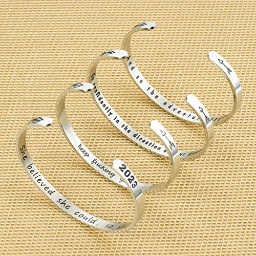 Iefshiny Graduation Gifts For Her High School - Inspirational And So The Adventure Begins Cuff Bangle Bracelet High School College Graduation Gifts For Her Women Teen Girls #TOP5