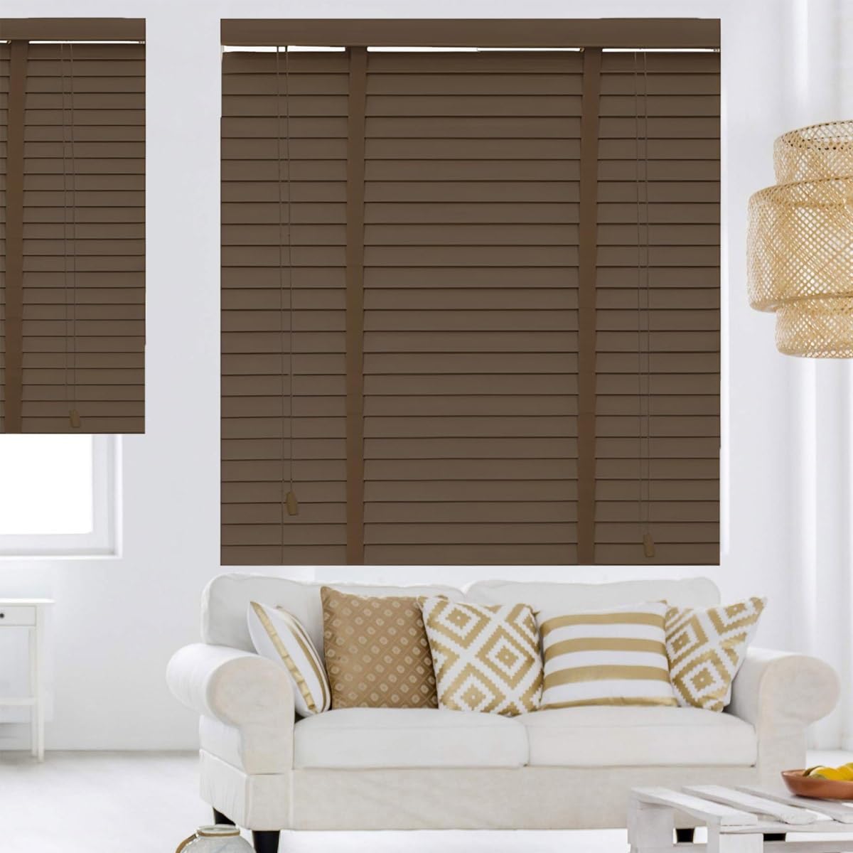 Tenda veneziana in legno, doghe orizzontali da 50 mm, per interni/esterni, in legno massello, larghezza regolabile 45-160 mm, tendaggi per finestre che bloccano la luce (100 x 180 cm)