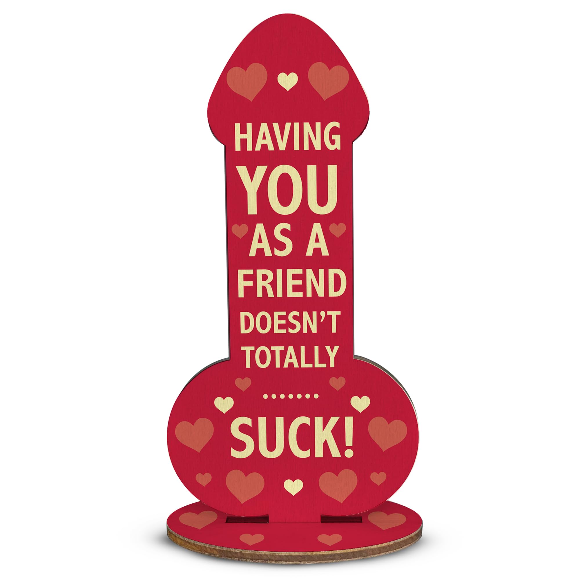 Red Ocean Funny Rude Best Friend Plaque, Novelty Friendship Gift For Women, Birthday Best Friend Joke Gift For Her (Wooden Plaque Size Medium 15cm x 7.5cm, Red Heart Design)