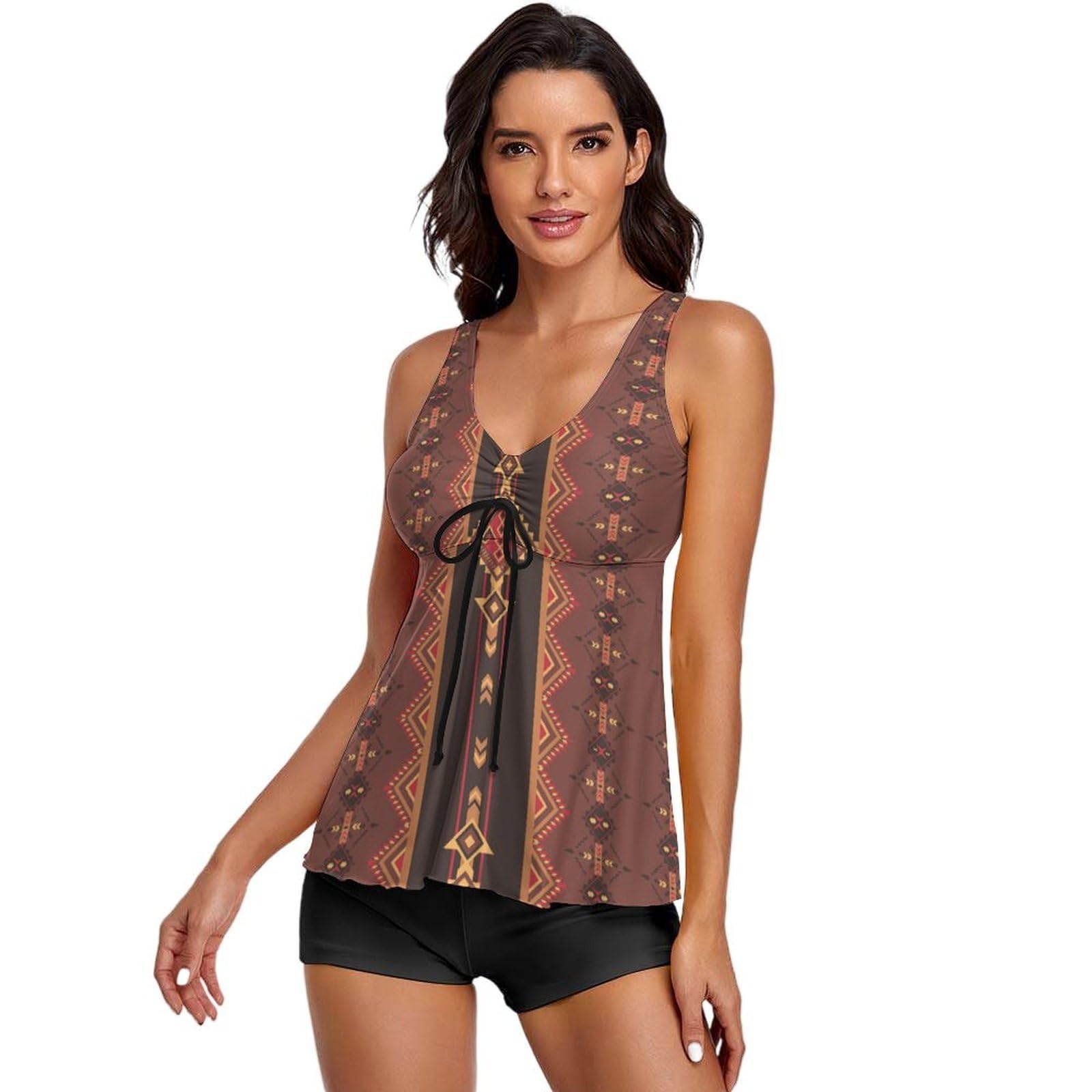 Badeanzüge für Damen, Faden Katze Katze Tankini für Frauen mit Shorts, Bademode zum Surfen, Tauchen
