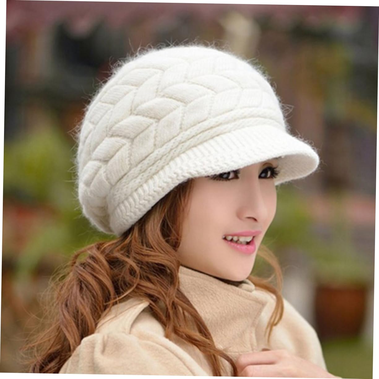 SHERCHPRY 2pcs Oreja Sombrero de punto cálido Sombrero de las mujeres Gorra de lana caliente Gorra de las mujeres Boinas Gorro Térmico Gorro de Nieve