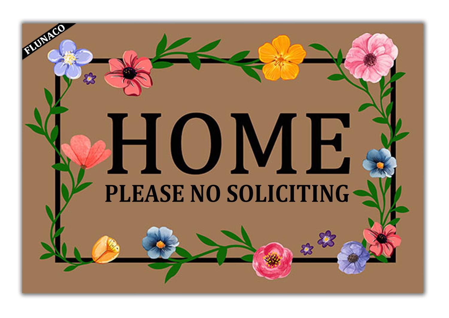 FLUNACO No Soliciting Doormat -Funny Front Door Welcome Mat, Home Doormat, Outdoor Entrance Door Mat 23.6" x 15.7"