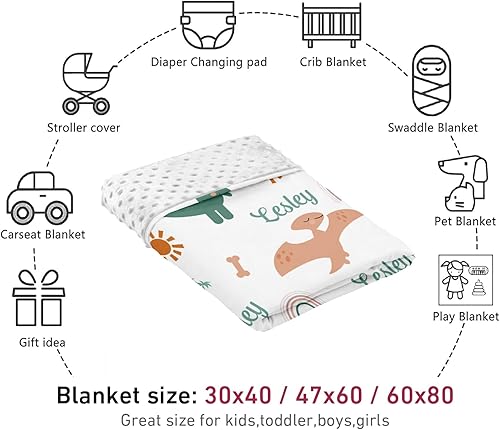 Miniatura 8 de Manta de doble capa para bebé con nombre personalizado, manta de ropa de cama personalizada con patrón blanco, para Halloween, para bebés, niños,