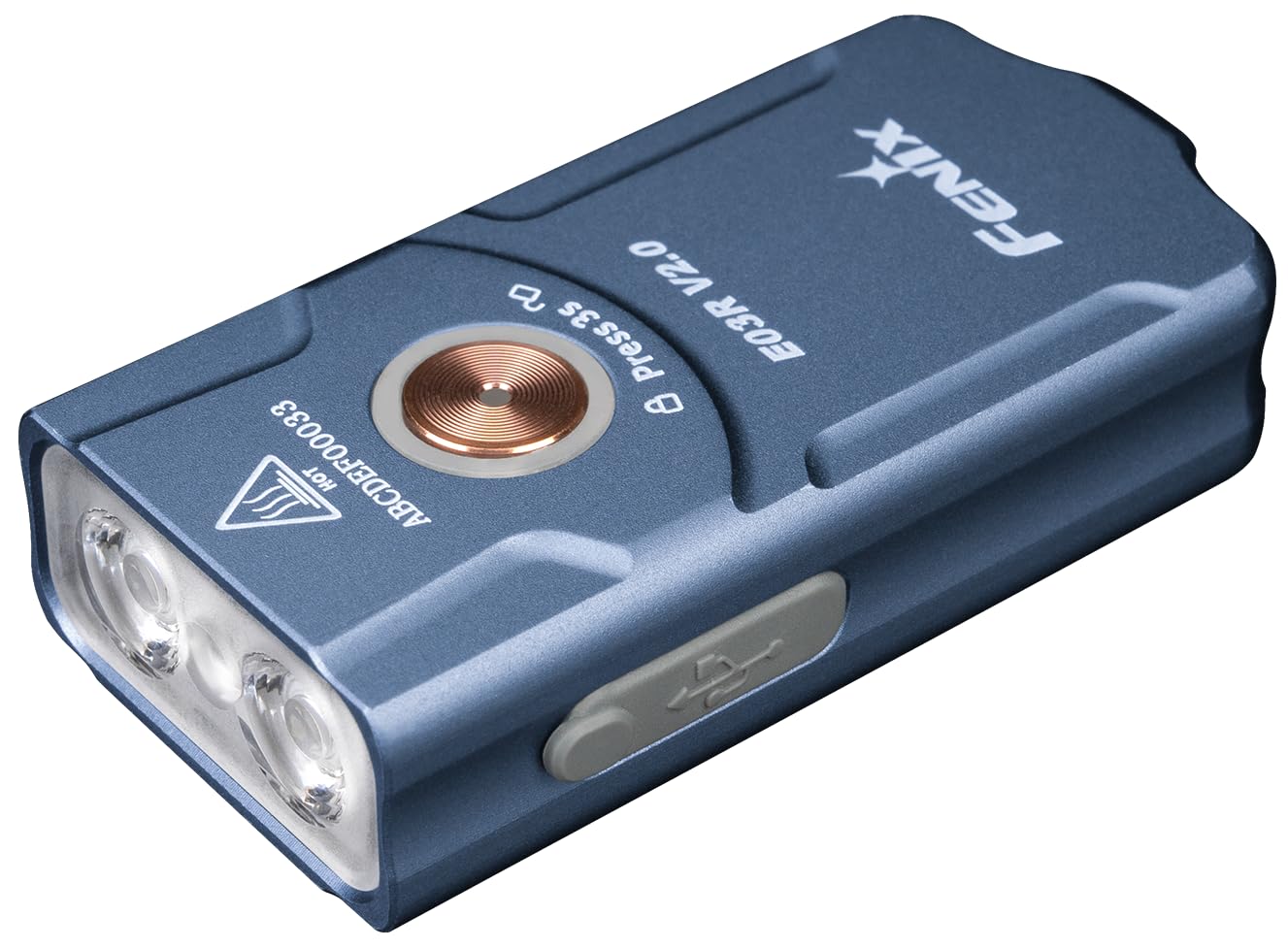 Fenix E03R V2.0 Pieno Metallo Alta Luminosità Portachiavi Torcia Elettrica, Piccola Torcia Elettrica, Luce Rossa, Luce Bianca, Controllo intelligente della Temperatura, Protezione IP66, con Ricarica