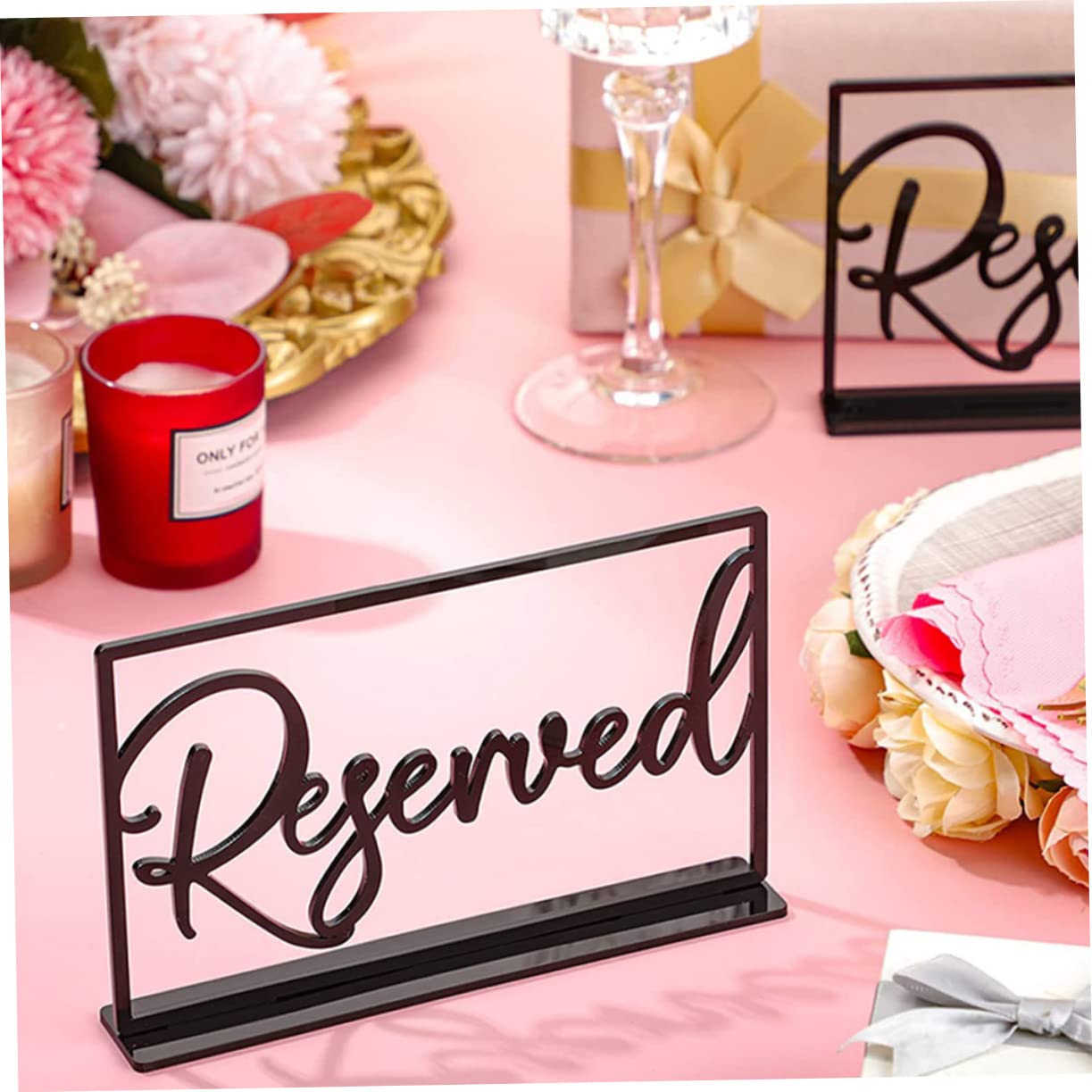 Amosfun 12 Piezas Tablero De Reserva De Asientos Titular De Tarjetas De Lugar De Bodas Letreros Decorativos De Asientos Reservados Signo Reservado De Boda Signos De Mesa Black Acrílico