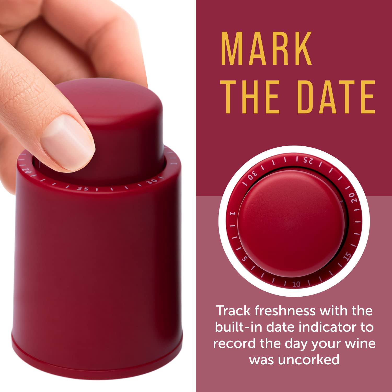 Tapón de vino al vacío, a prueba de fugas, ahorra vino para otro día, sellado al vacío para mayor frescura, gran regalo para los amantes del vino (plástico rojo, 4)