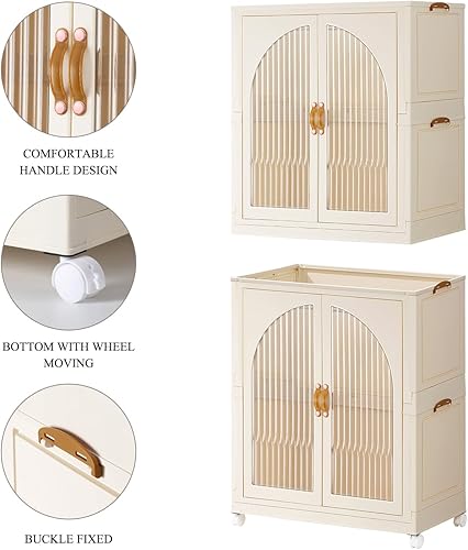 Miniatura 5 de Armario portátil para niños, armario plegable de plástico grande para ropa de bebé, armario para dormitorio, cuarto de bebé, armario de instalación