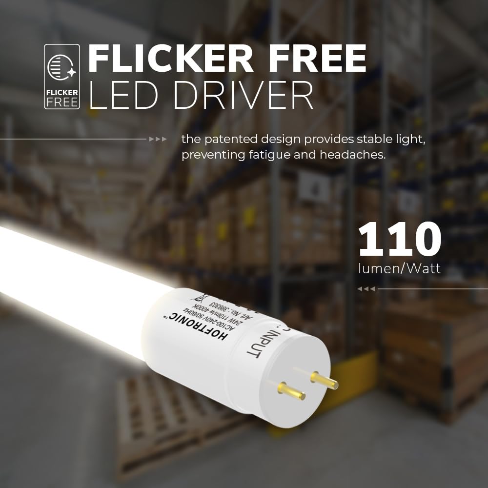 HOFTRONIC - Lot de 5 tubes LED 60 cm - 9 Watt 990 Lumen (110lm/W) - T8 G13 - Tube Neon sans scintillement - 4000K Blanc Neutre Tube Fluorescent - Durée de vie : 30 000 heures Garantie de 3 ans