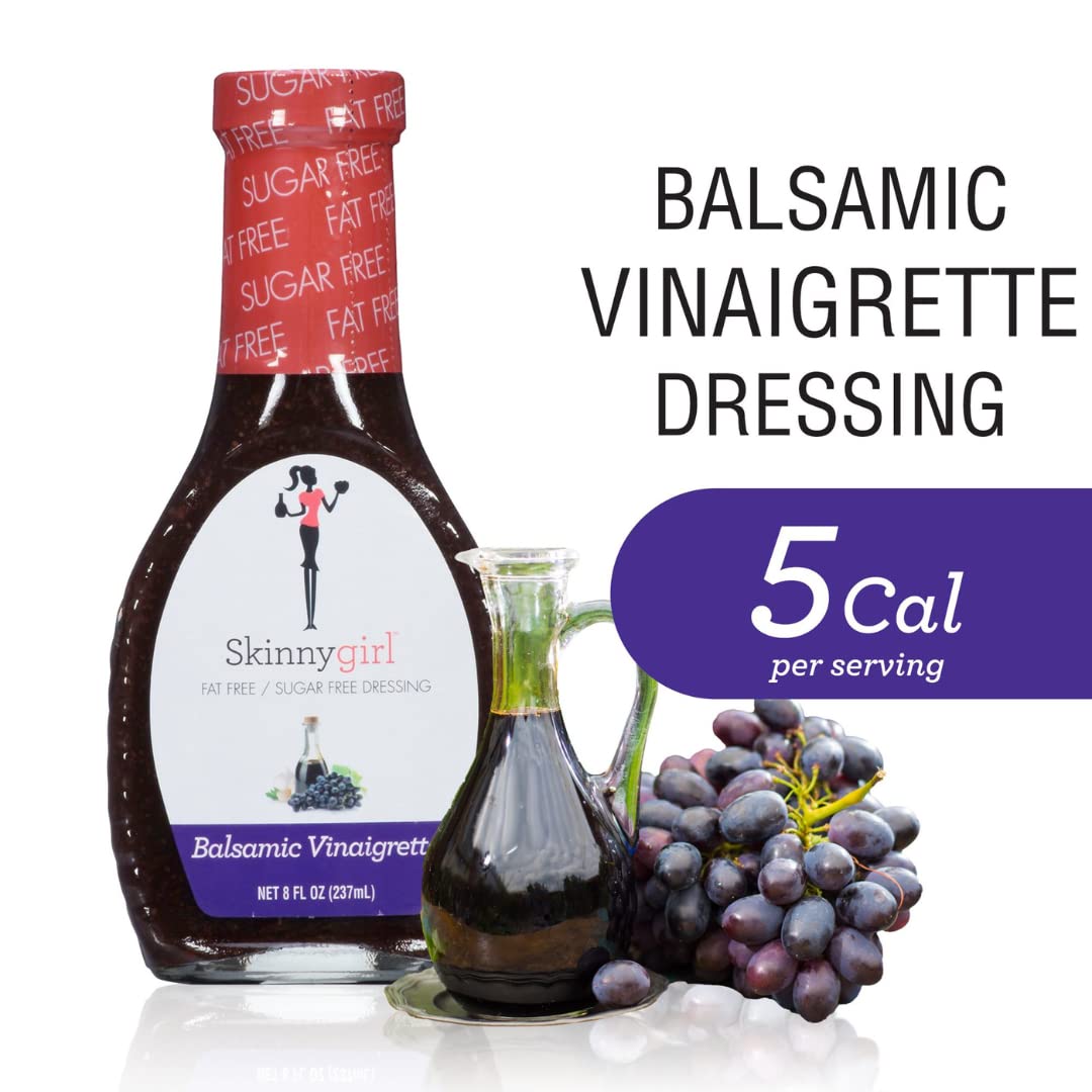 Veher Skinnygirl - Paquete variado de aderezos para ensaladas, incluye vinagreta balsámica, dijon de miel, vinagreta de frambuesa y semillas de amapola, botellas de 8 onzas