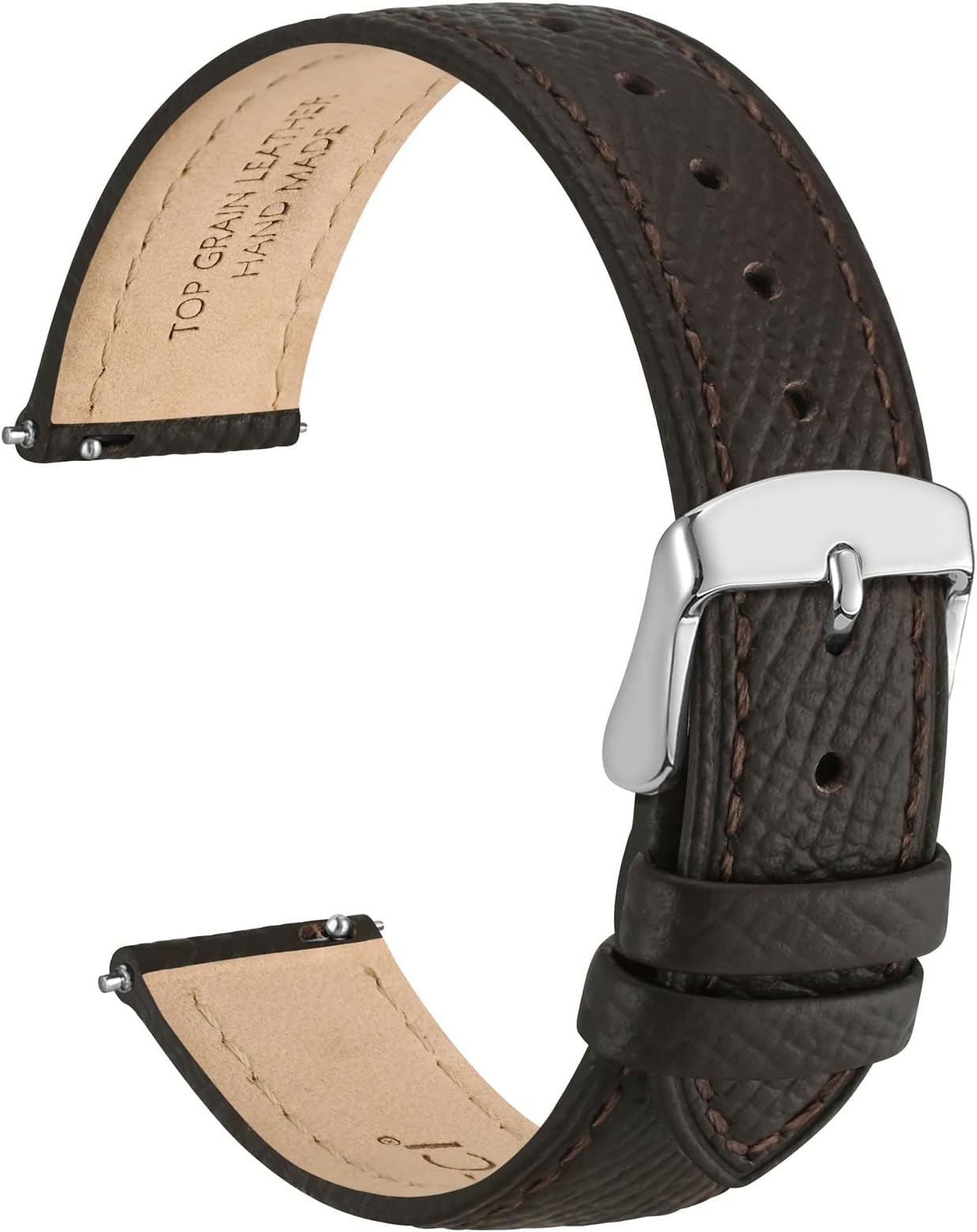 Grace Watch Strap, Top Grain Leather, Quick Release Replacement Bands, Stainless Steel Buckle, Band Width 12mm 14mm 16mm 18mm 20mm