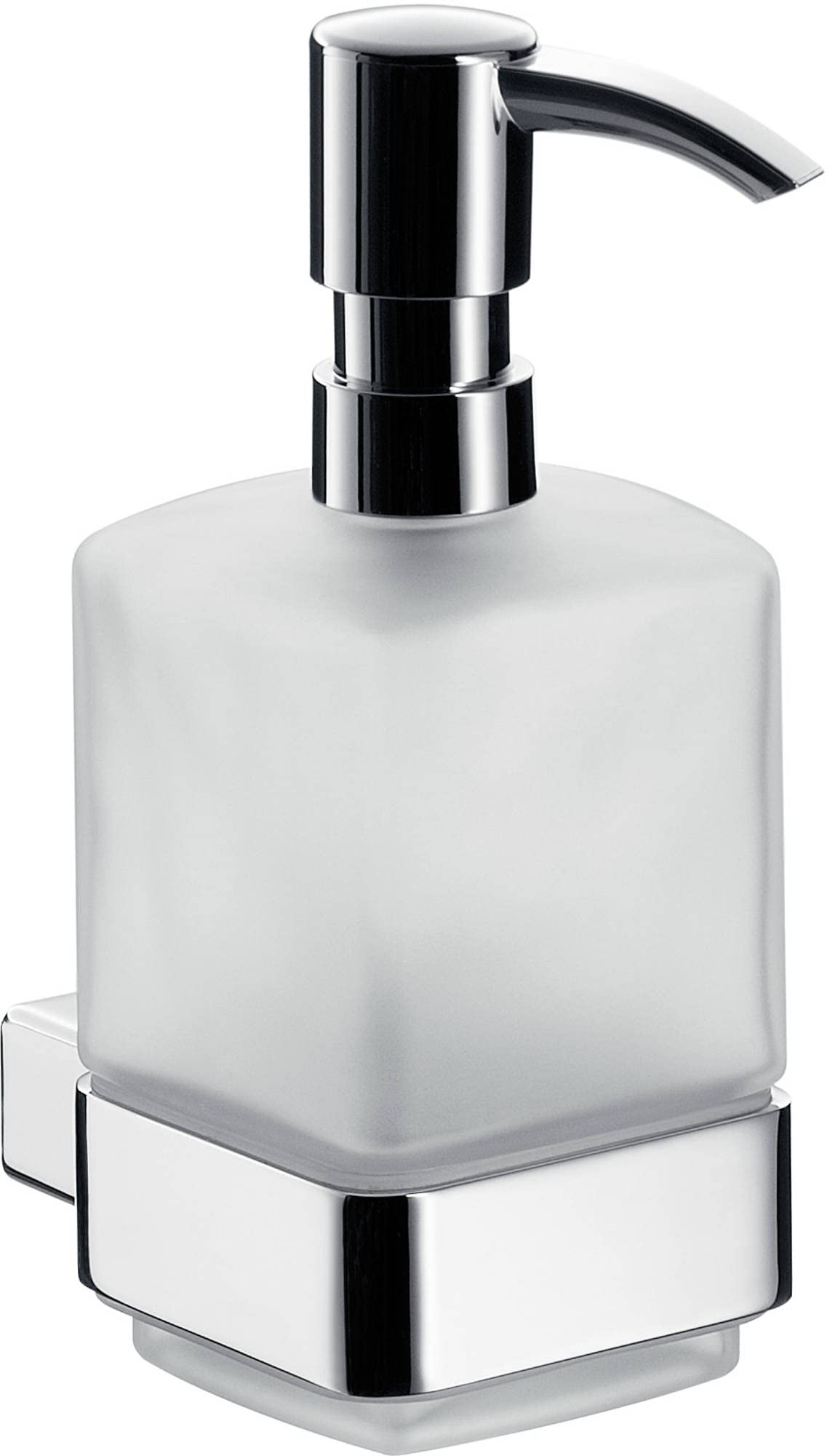 Emco loft liquid soap dispenser, wall model, container crystal glass satin, dosing pump plastic; color: chrome
