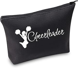TSOTMO Cheerleader Gift Girls Cheerleading Gift Girl Cosmetic Bags Makeup Travel Case,Makeup Bag Gifts Cheer Team Gift Cheer Mom Thank You Gift (C.Cheer BLK)