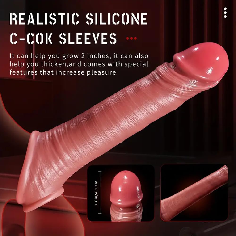 Guaina Pene con Anelli per Coppia, Silicone Penis Sleeve con Cock Ring Sex Toy per Uomo, per Guaine Prolunghe e l'ingrandimento del pene, Ritarda l'eiaculazione, Aumenta per L'erezione(YFBA-005)