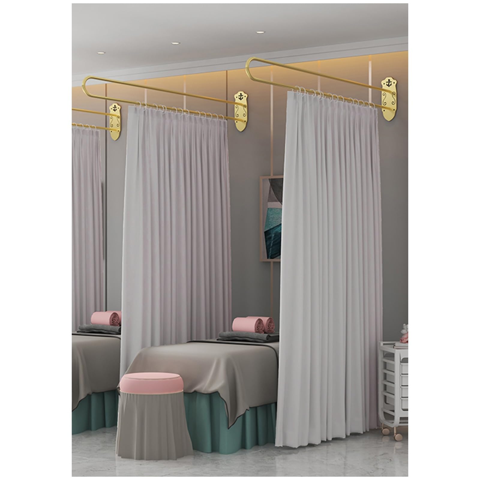 GLDYTVF Set of 3/2/1 Gold U Shaped Metal Curtain Rods for Room Dividers Ideal for Beauty Salons Rooms Hospitals – 200cm/6.6ft Length 2 Pieces Included