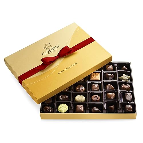 Godiva Chocolatier Caja de regalo de oro chocolate surtido con cinta roja 36 piezas