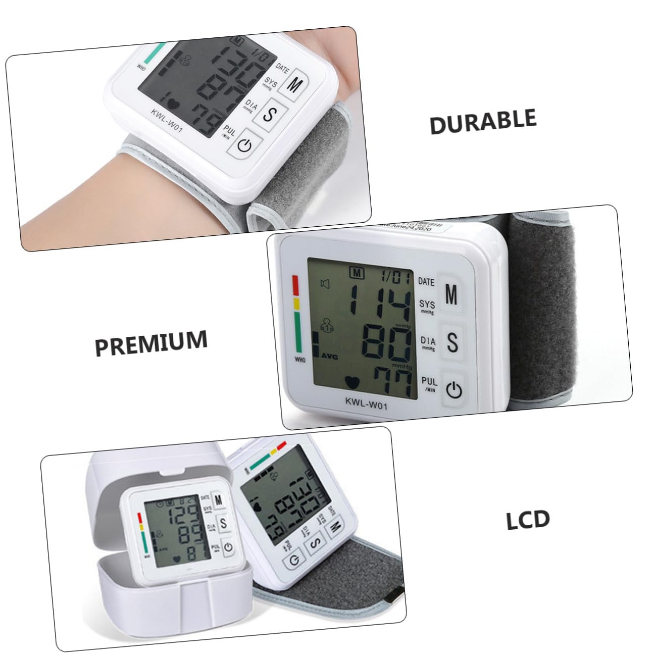 Misuratore Pressione Polso Digitale Portatile Monitor Durevole per Uso Domestico Compressione Automatica Intelligente Design Compatto e Spegnimento Automatico per Anziani e