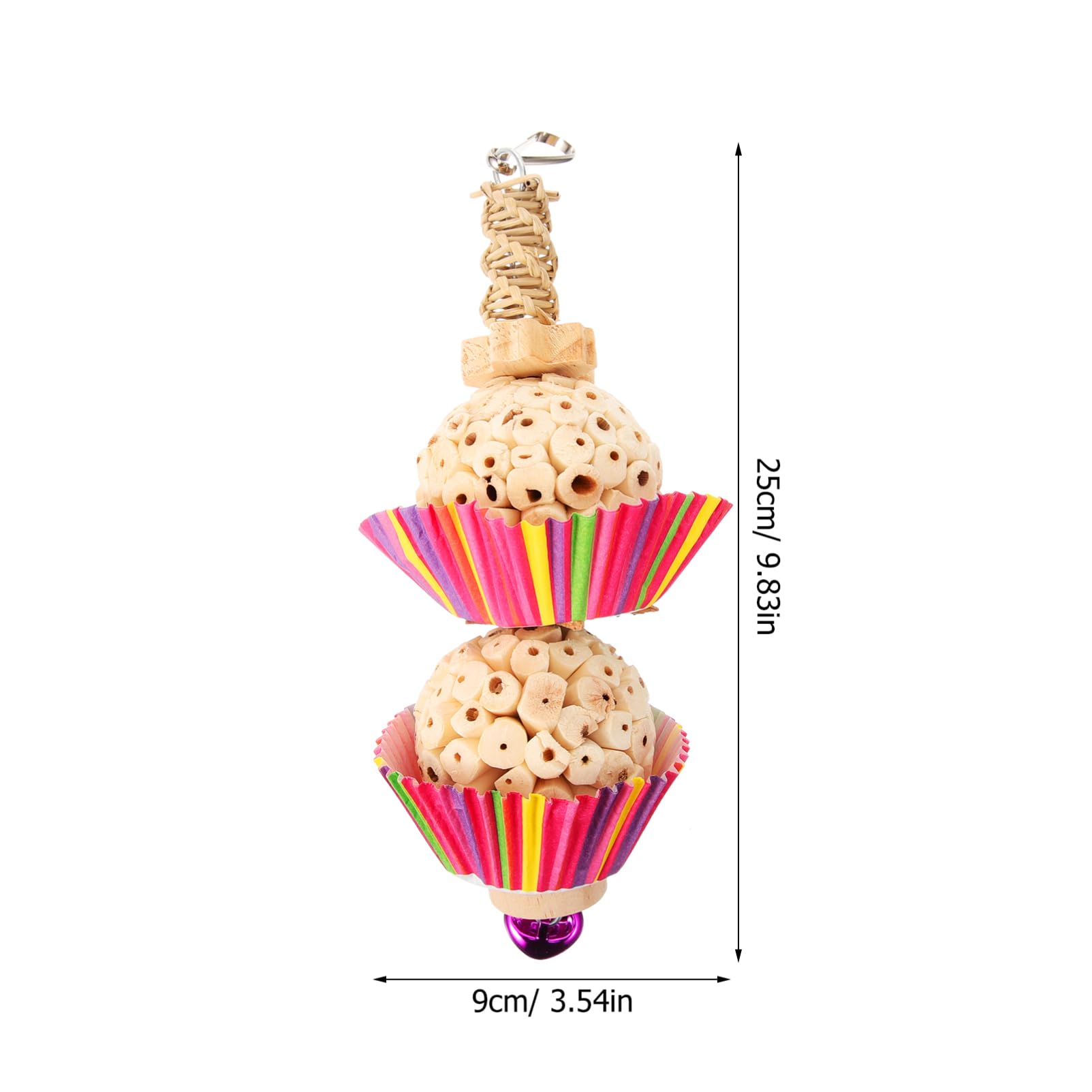 Happyyami Jouet à Mâcher pour Oiseaux Accessoire Suspendu pour Perroquets Jouet De Bricolage Vigne Naturelle avec Deux Boules pour Divertissement Oiseaux