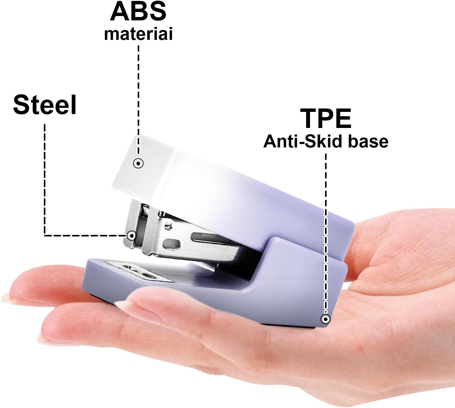 Gevanchi Mini Stapler, 20 Sheet Office Desktop Stapler with 640 Standard Staples and A Staple Remover, Transparent : Office Products