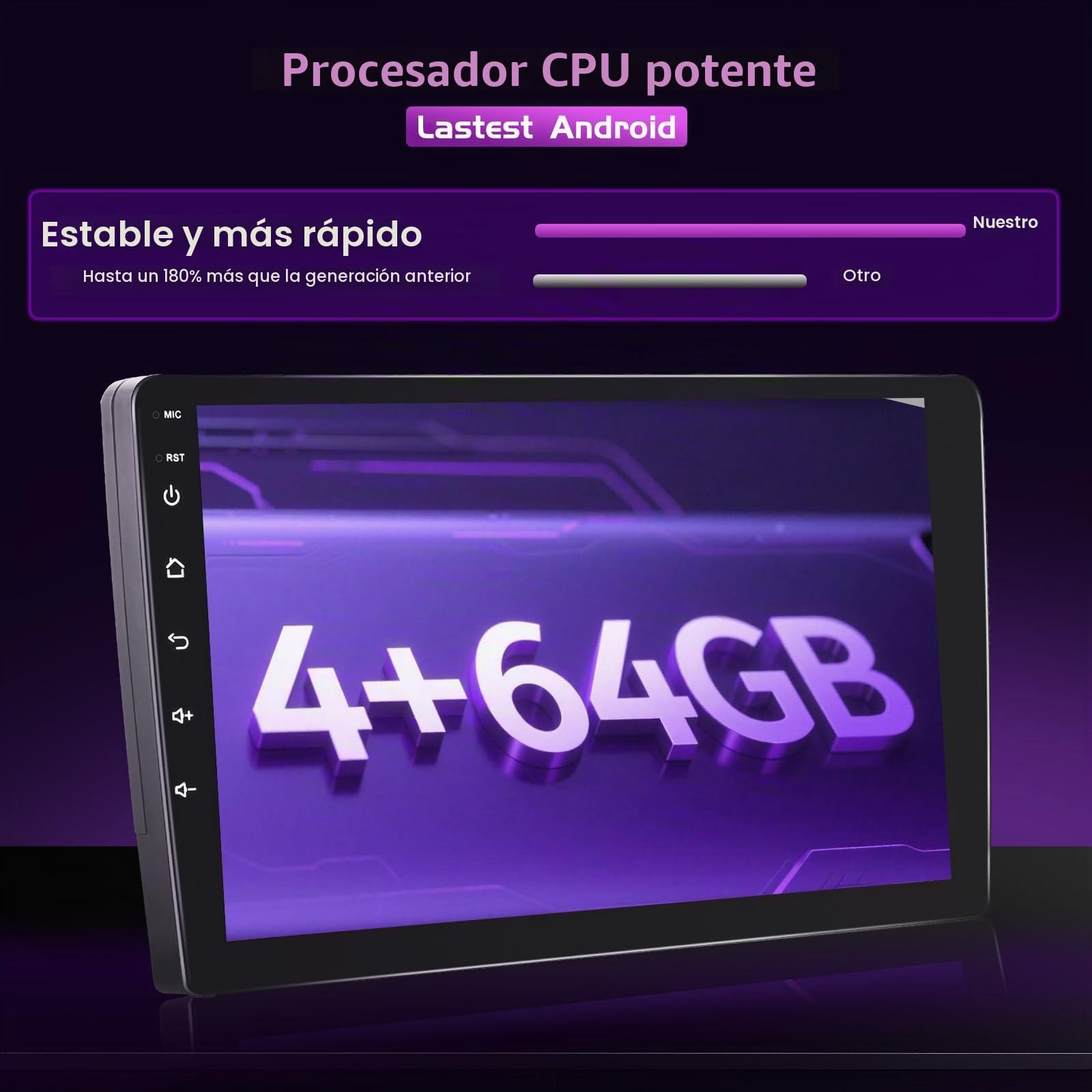 4+64GB 9" Pantalla Radio para Renault Dacia SANDERO II B52 2012-2019 | Wireless Carplay Android Auto, 9" IPS Touch Screen Android Radio Coche con Bluetooth 5.0/GPS/Cámara de Marcha Atrás/FM/WiFi