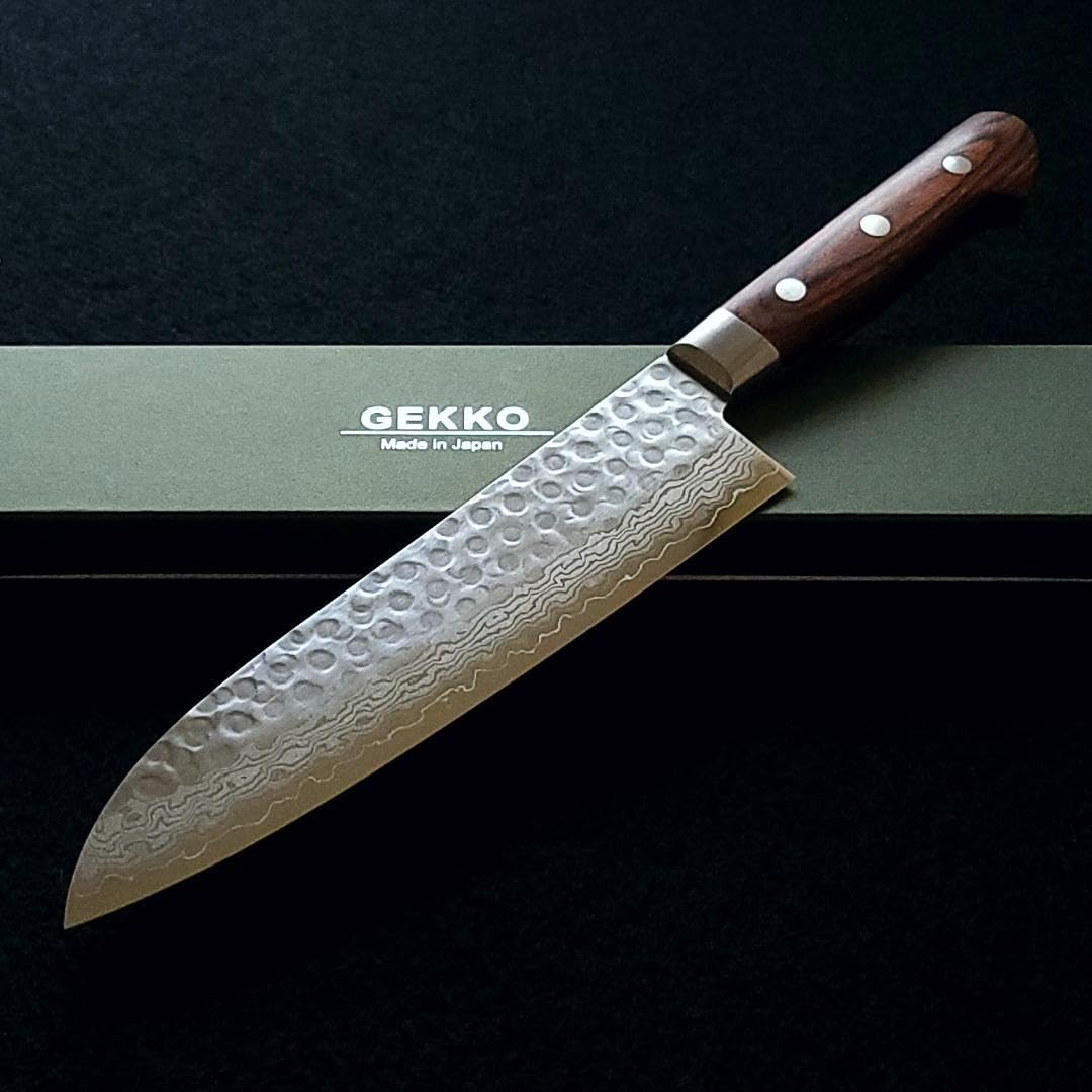 S*T様 VG10 ダマスカス 三徳包丁185mm 茶柄 G1706E 月光作 VG10 ダマスカス 三徳包丁185mm 茶柄 G1706E 月光作