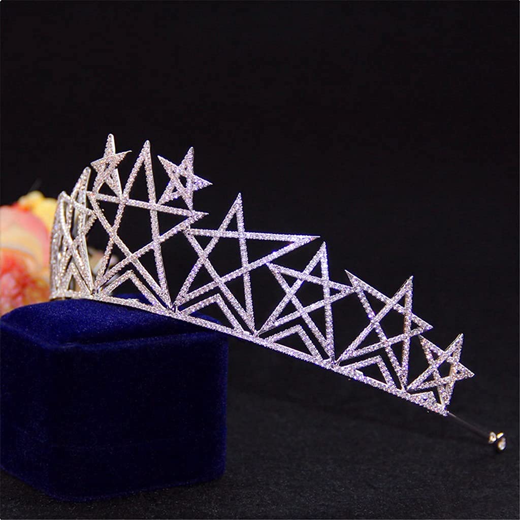Tiara de Estrella de Cristal, Corona para Boda, Corona con Diamantes de imitación, Diadema para Novia, Tocado, Accesorios de Joyas para el Cabello para Mujer