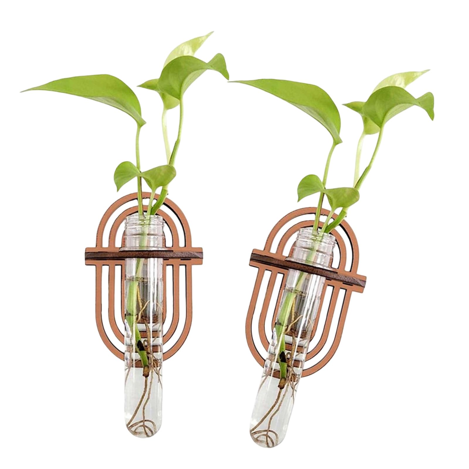 NVOQILIN Wall Planter Propagation Stations Hanging Terrarium Tube Vase with Wood Stand for Indoor Farmhouses Rustics Wall Decors Plant Propagation Station Hanging