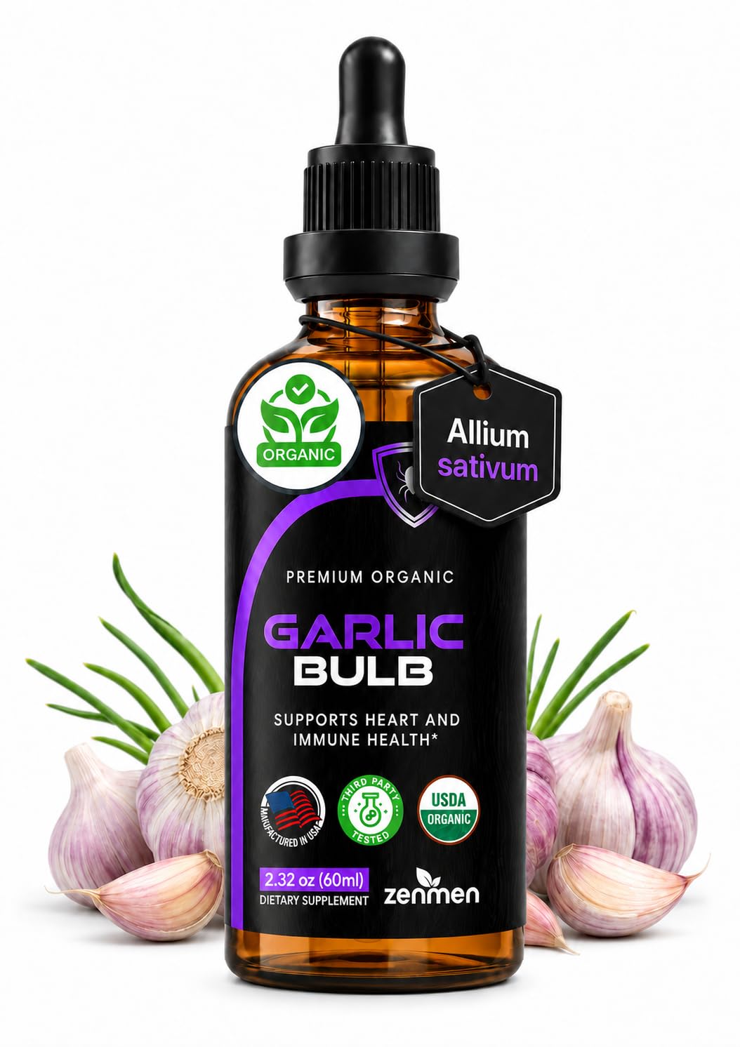 USDA Organic Garlic Supplements (Odorless Tincture), Source of Antioxidants