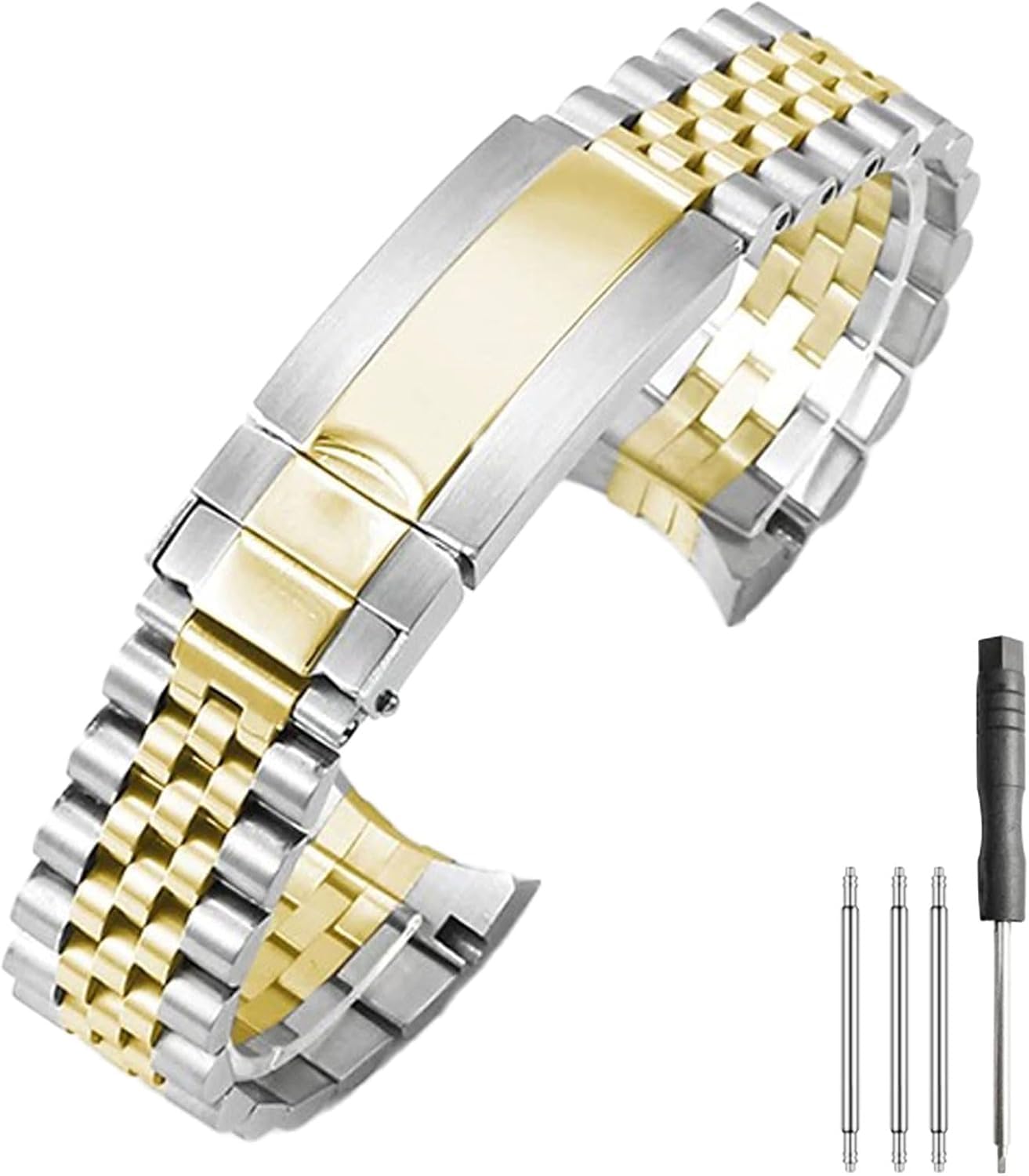 Cinturino Jubilee in Acciaio Inossidabile 316l per Rolex Datejust 36/41, Maglie Finali Solide, Bracciale di Ricambio in Metallo Regolabile. Gold Silver 20mm