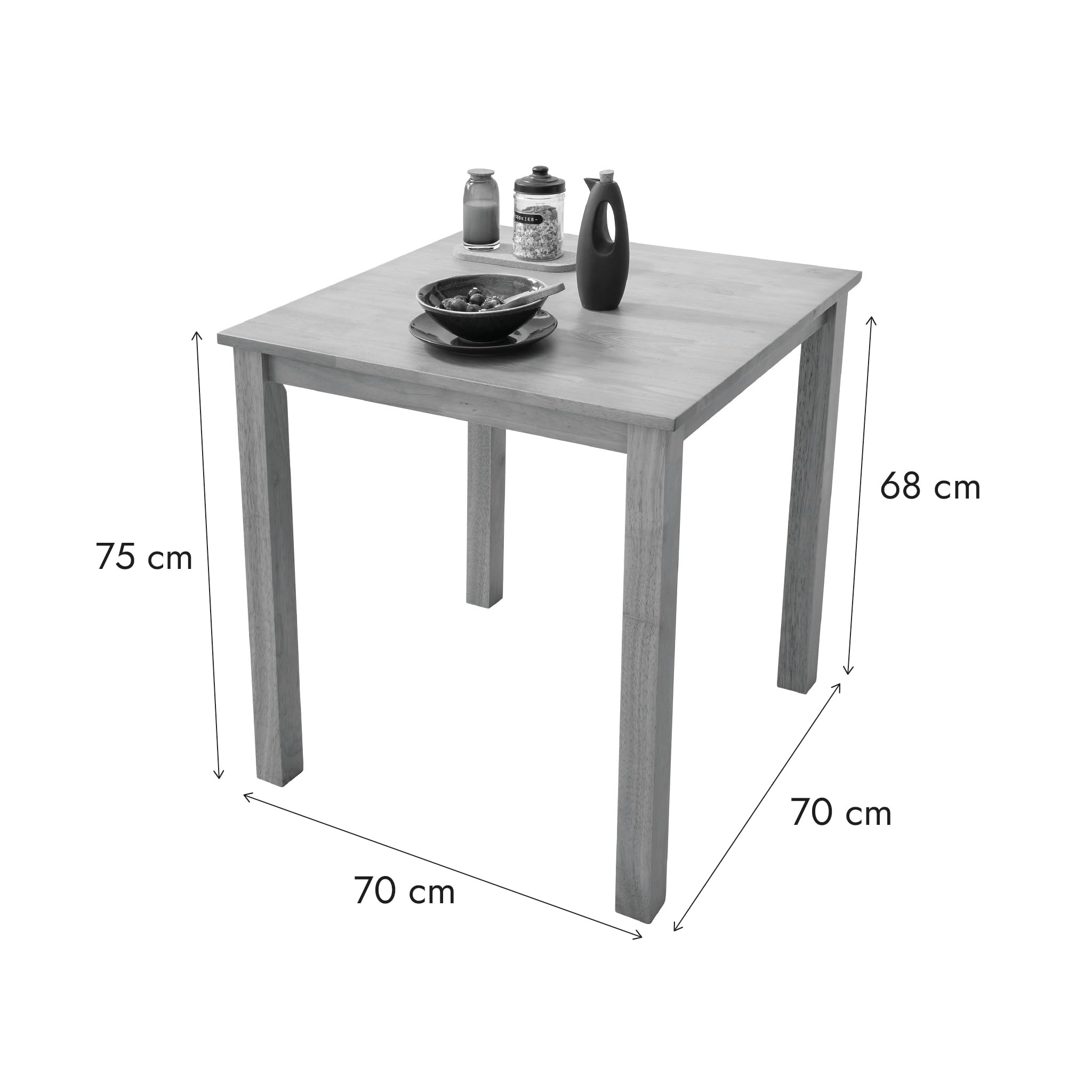 Woodroom Kota Esstisch aus Massivholz 70 x 70 cm, Eiche-Optik, kompakter Tisch für kleine Räume