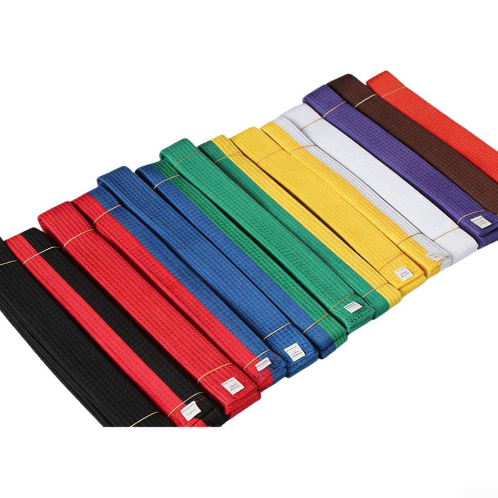 Ceinture de karaté pour judo taekwondo 280 cm de long, couche extérieure en polyester avec structure intérieure en feutre de coton double couche (vert-bleu)