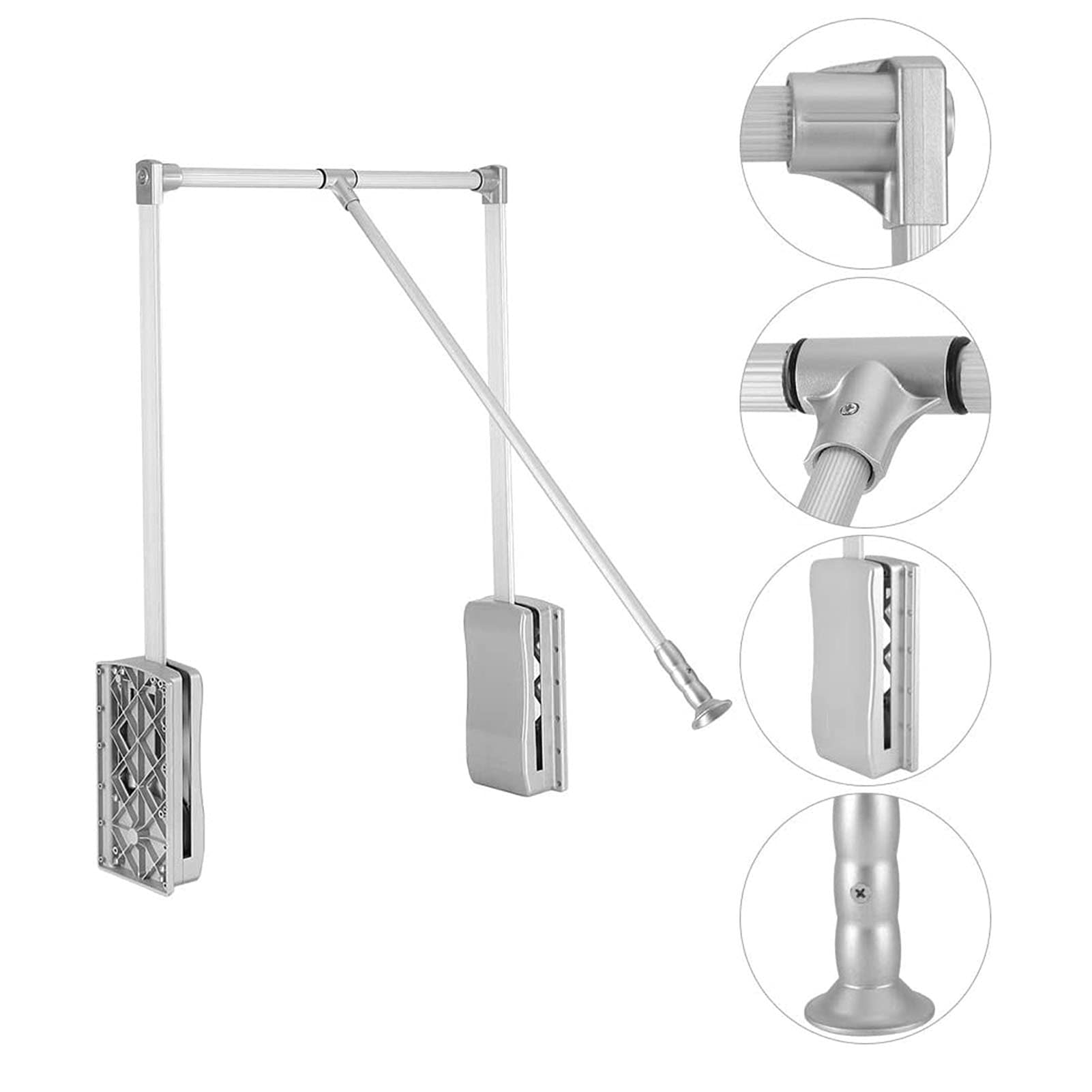HTTGDGDH Adjustable Pull Down Closet Rods For Hanging Clothes - Space-Saving Clothing Rail Lift System, Soft Return Closet Storage Organizer, 17.7-45.2 In, Easy Installation,32.6-45.2in