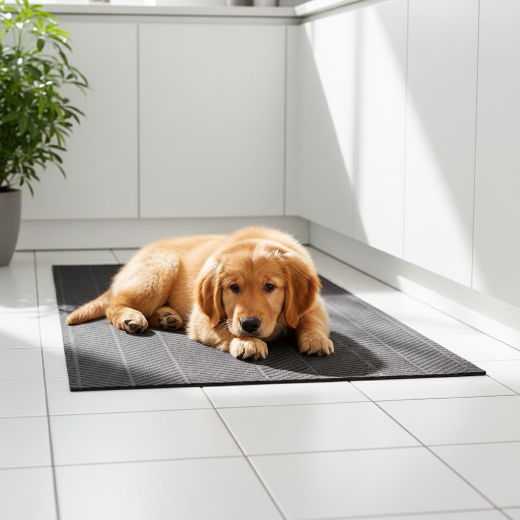 COMPOLICY Door Mat, Non Slip Washable Indoor Outdoor Door Mats, Dirt Trapper Floor Mat with TPE Backing, Edge-Free Grey Doormat for Entrance, Front Door, Kitchen, 50×80cm