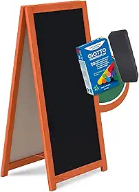 Cavalete de Calçada Duplo com Quadro Negro 100x60 com Caixa De Giz Colorido e Apagador Ergonômico