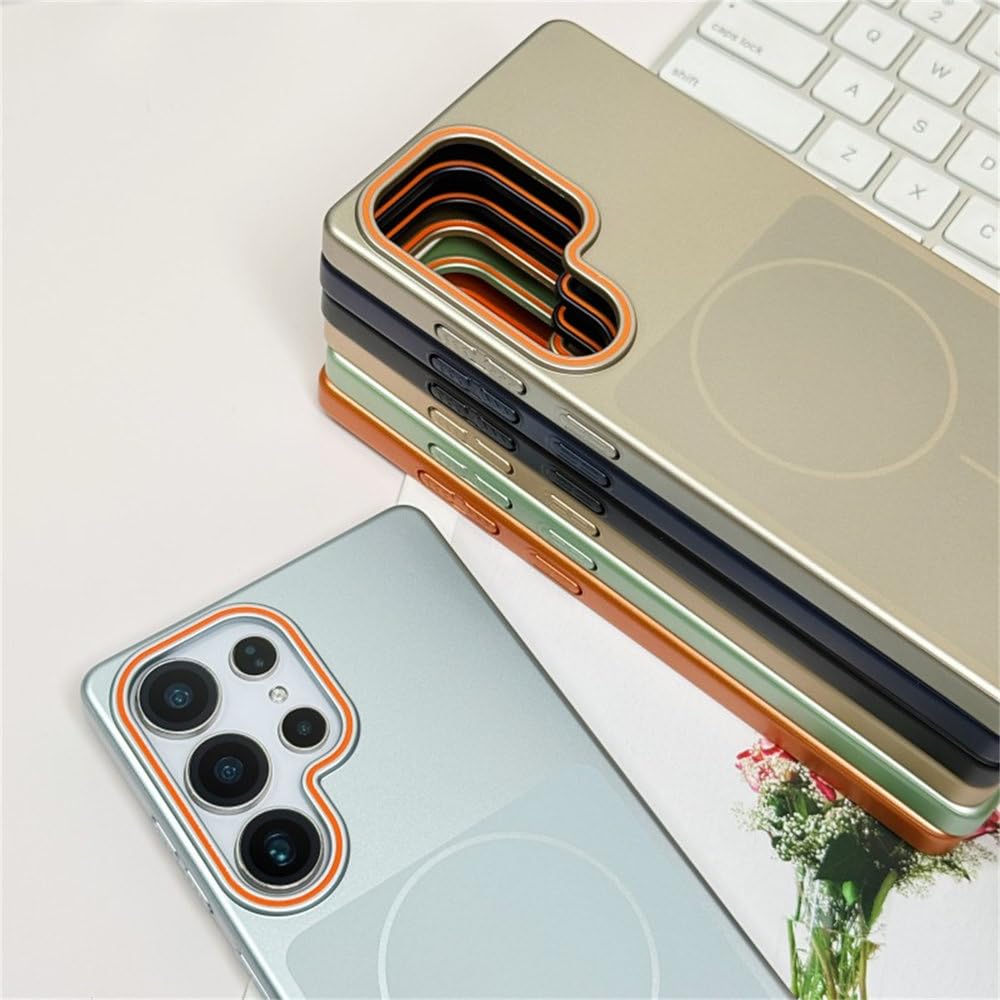 Twarda magnetyczna obudowa PC odporna na wstrząsy do Samsunga Galaxy S26, S25, S24, S23 Ultra, z ładowaniem bezprzewodowym, odporna na upadek, czarna, do Samsunga Galaxy S26