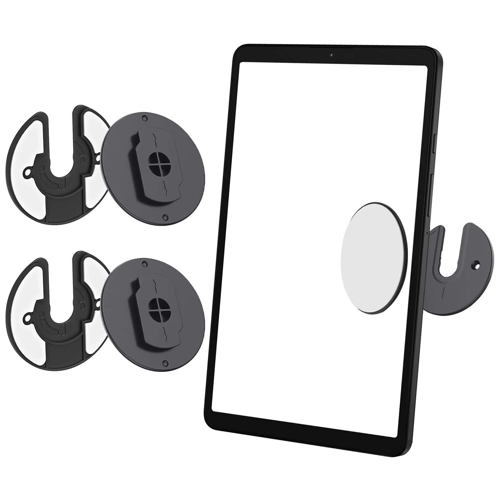2 soportes de pared para tableta, rotación de 90°, soporte universal con adhesivo y tornillos, soporte de pared ajustable para tableta, smartphone y lector electrónico, compatible con iPad