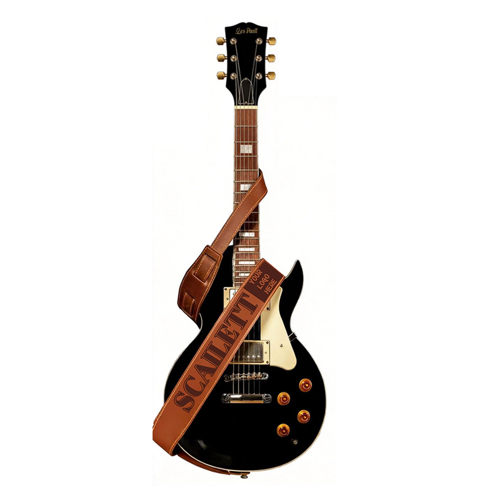 AuraWeave Personalised Leather Guitar Strap with Text/Logo/Photo, Adjustable Straps Suitable for Basses, Electric and Acoustic Guitars, Custom Gift for Musicians, Men & Boyfriends (Style 1)